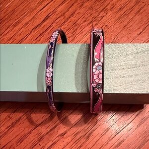 Floral Enamel Bangle Bracelets - Pink & Purple by the Michaela Frey Team